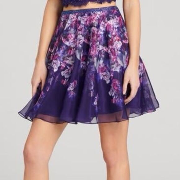 Ellie Wilde Mon Cheri EW21837S Rhinestone floral flowy skirt - Picture 1 of 7